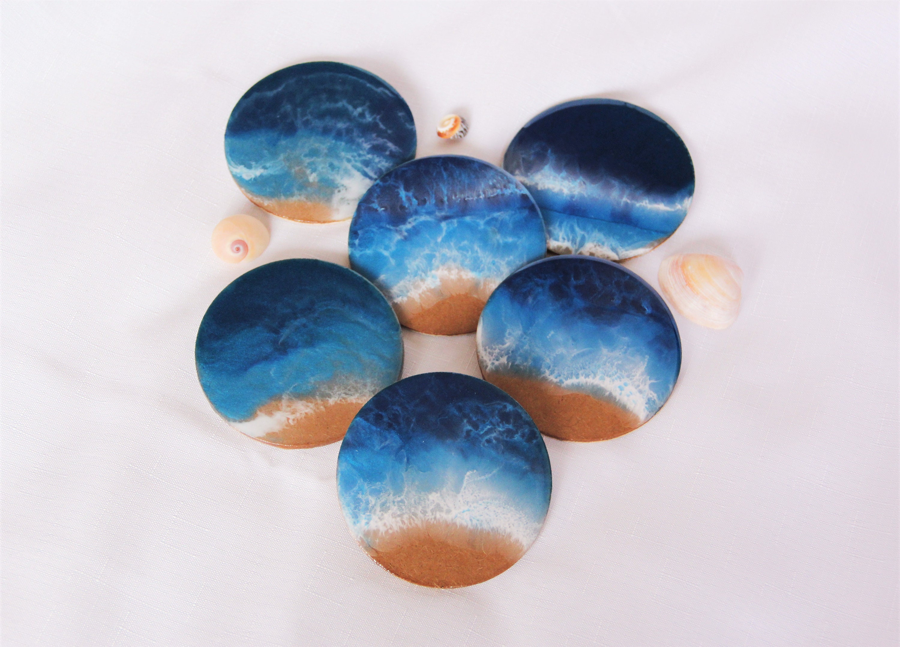 Ocean Resin Art Coasters Coaster Set of 4 Drinkware Home Etsy