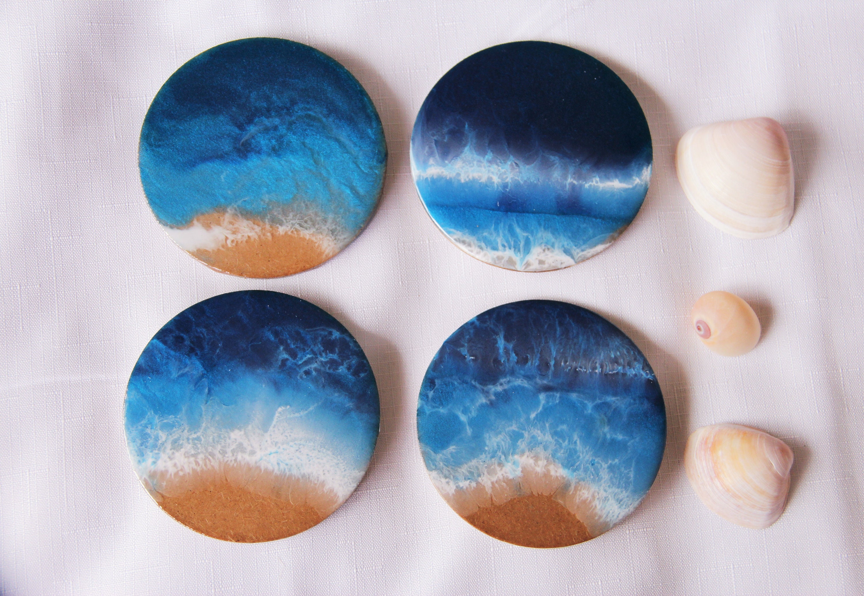 Ocean Resin Art Coasters Coaster Set of 4 Drinkware Home Etsy