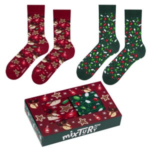 Christmas socks 36-40 41-46 in box, ZOOKSY, reindeer, 2 pairs, Christmas gift, colorful, unisex, cotton