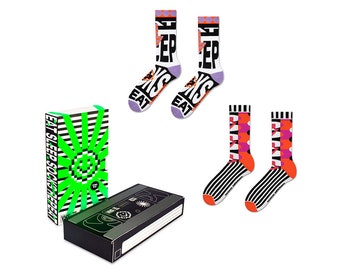 ZOOKSY Chaussettes fluorescentes Glowing in the Dark VHS Box Equality & Room Adultes | Chaussettes pour femmes | Chaussettes pour hommes