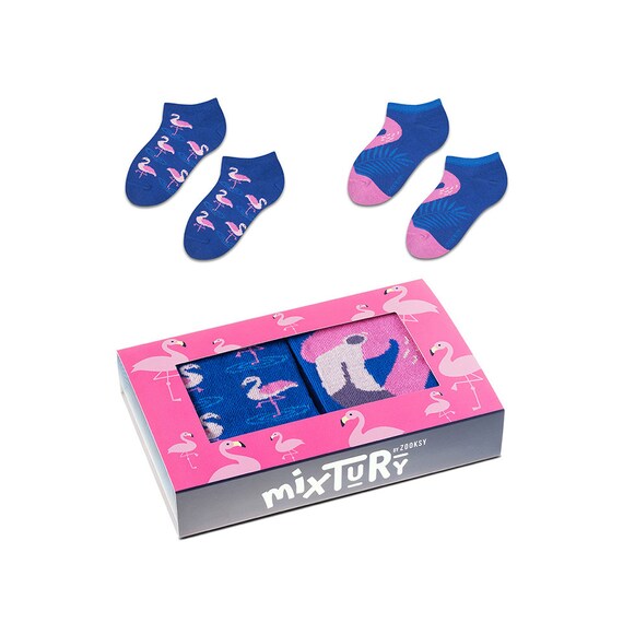 Pink Flamingo Kids Sneaker Socks 2x Colourful Socks Motif
