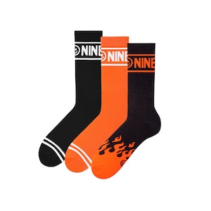 ZOOKSY NINETIES 3x Long Socks Black Flame Adults | Women&#39;s Socks | Men&#39;s Socks | Gift for Men | Gift for Women