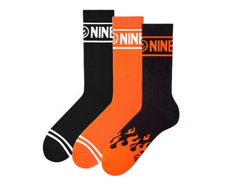 ZOOKSY NINETIES 3x Long Socks Black Flame Adults | Women's Socks | Men's Socks | Gift for Men | Gift for Women