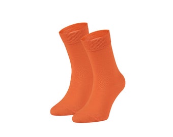 Orange Lange Socken (1 Paar) | Baumwollsocken | Basic | Kinder Socken | Socken für Mädchen und Jungen | Lässige Socken | ZOOKSY