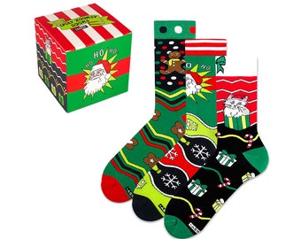 ZOOKSY 2x Chaussettes de Noël pour Femmes Classic Ugly Christmas BOX