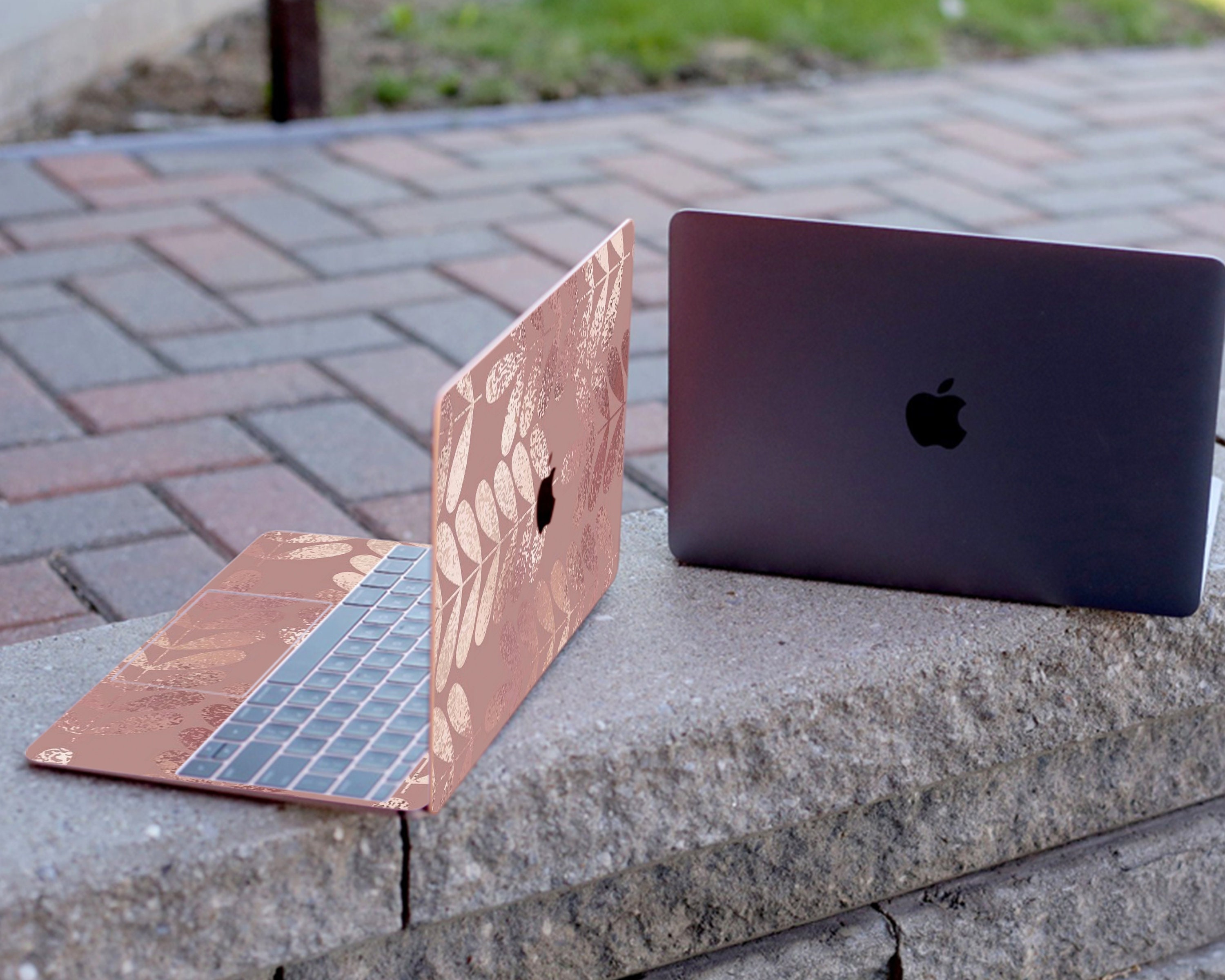 Rose Gold Macbook Air 13 2019 skin Decorative leaves decal Mac Etsy