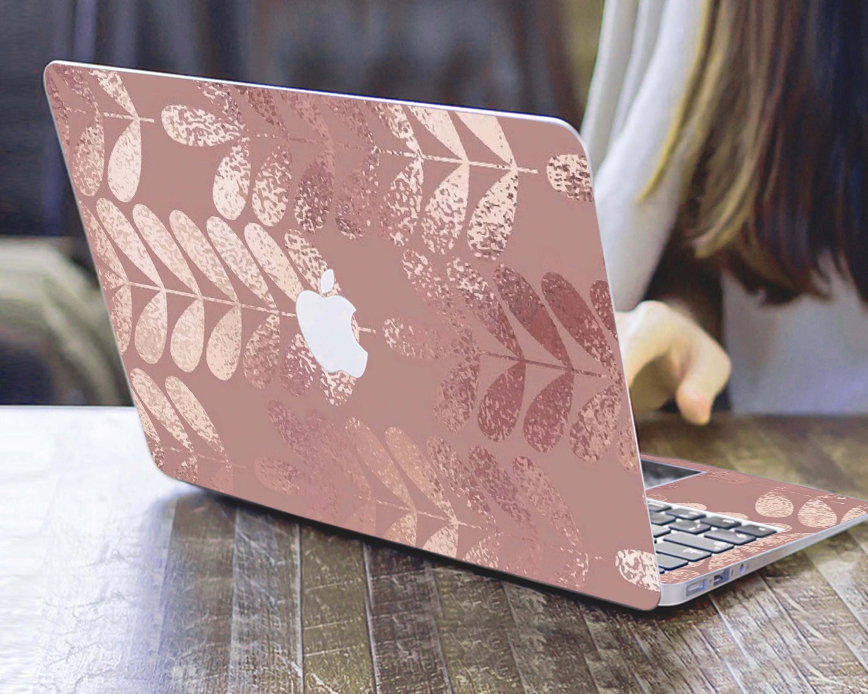 Rose Gold Macbook Air 13 2019 skin Decorative leaves decal Mac Etsy