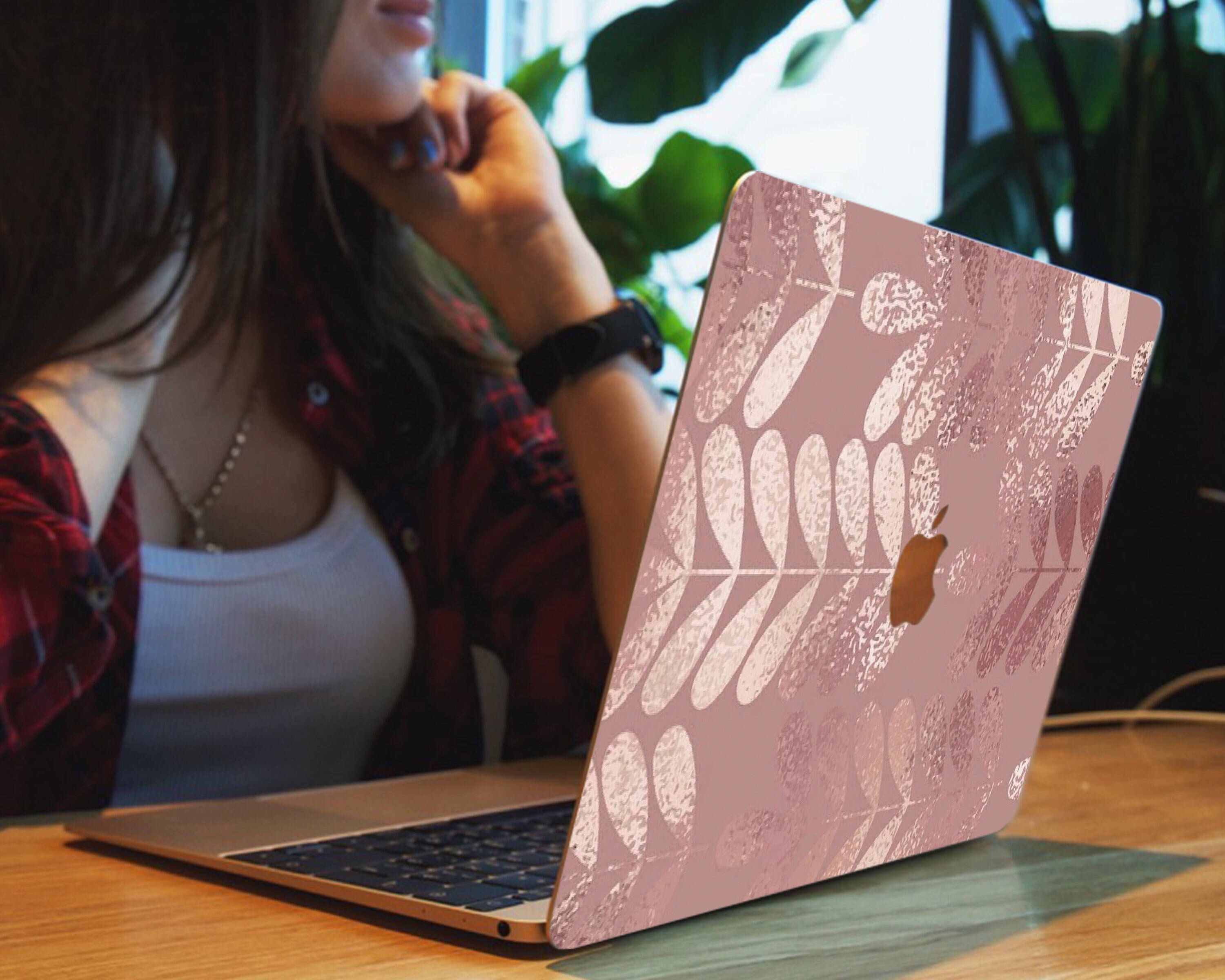 Rose Gold Macbook Air 13 2019 skin Decorative leaves decal Mac Etsy