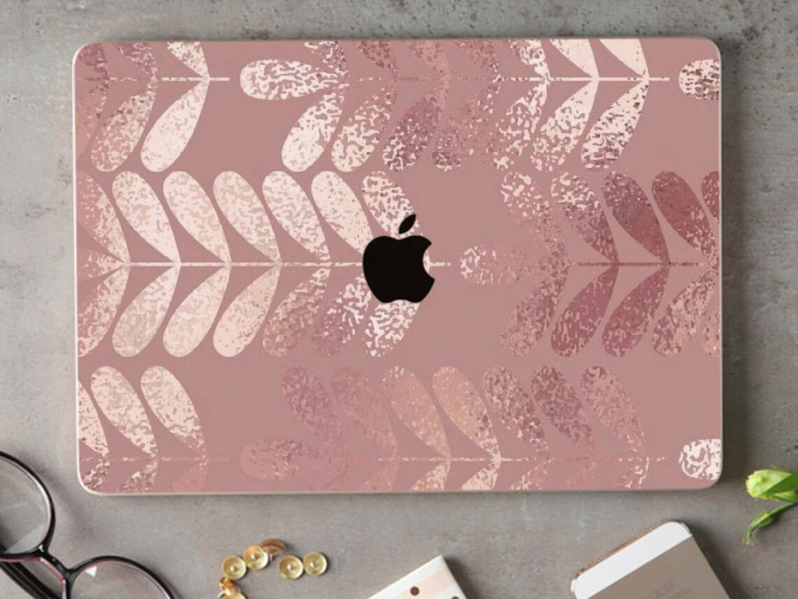 Rose Gold Macbook Air 13 2019 skin Decorative leaves decal Mac Etsy