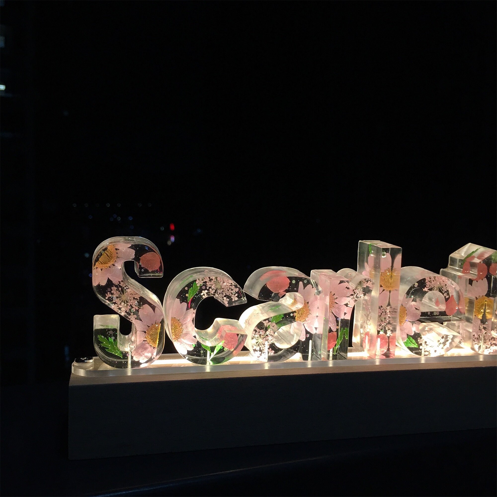 Custom Color Pressed Flower Night Light Dried Flower Resin Etsy UK