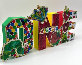 Custom Inspired Very Hungry Caterpillar 3D Letters / Decoraciones de fiesta de cumpleaños Oruga hambrienta/ The Hungry Caterpillar