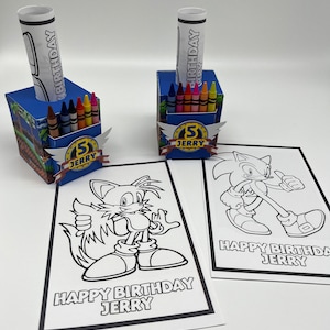Sonic Coloring Activity Box/ Sonic Party favor box