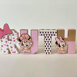 Gold and Pink Minnie 3D letters/Minnie Mouse letters/Gold Minnie party deco/Minnie Mouse One sign/Minnie 3D letters/Minnie party decorations