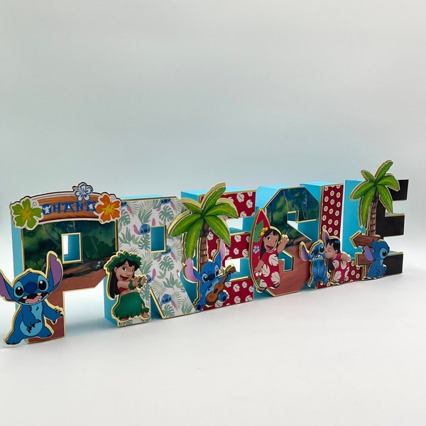Letras 3D Lilo&Stitch personalizadas / Fiesta de cumpleaños Lilo y Stitch / Decoraciones Lilo y Stitch