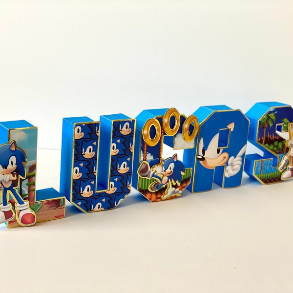 Letras personalizadas de Sonic en 3D, decoración para fiestas de cumpleaños