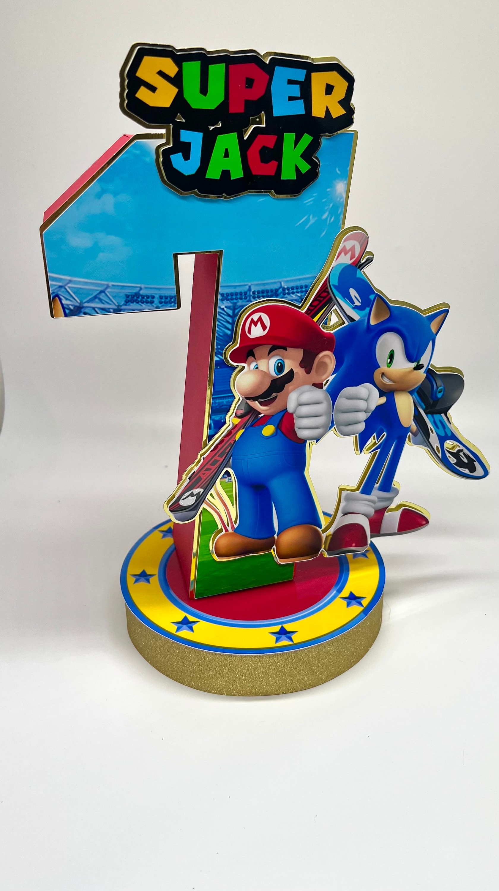 Custom Sonic Mario Centerpieces Sonic vs Mario Party Sonic vs Mario Birthday Sonic and Mario Party Supplies Sonic and Mario