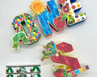 Custom The Very Hungry Caterpillar 3D Letters / Decoraciones de fiesta de cumpleaños Oruga hambrienta/ The Hungry Caterpillar