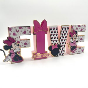 Pink Minnie Mouse  3D letters/Minnie Mouse letters/Gold Minnie party deco/Minnie Mouse One sign/Minnie 3D letters/Minnie party decorations
