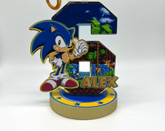 Custom Sonic Birthday Centerpiece, Personalized Party Decor