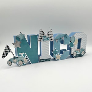 Custom Race Car Vintage Letters 3D/ Race Car Party/ Race Car Birthday/ two Fast Party/ One Party