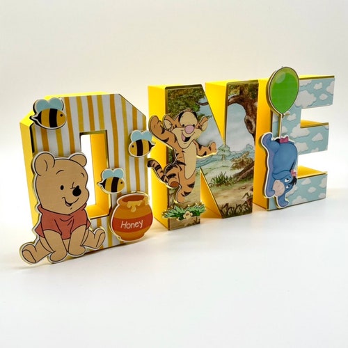 Lettres 3D personnalisées Winnie Pooh / Décorations de fête d'anniversaire