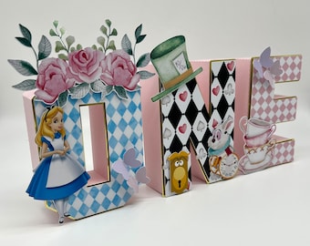 Alice in Wonderland 3D Letter, Custom Birthday Party Decor