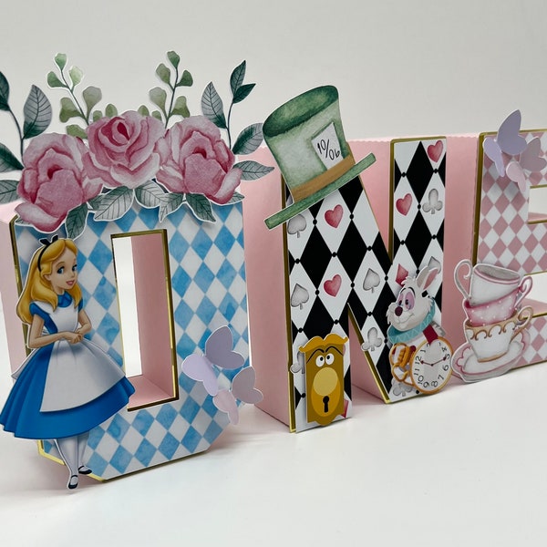 Custom Alice In Wonderland Original 3D Letters /  Birthday Alice In Wonderland Party Decorations