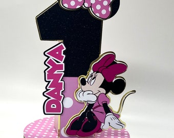 L Centro de mesa personalizado de Minnie Mouse / Fiesta de Minnie / Cumpleaños de Minnie Mouse / Suministro de fiesta de Minnie / Minnie