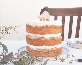small wood dinosaur figurine toy | cake topper | easy cake design | simple cake decoration | first birthday | kid birthday | gender neutral