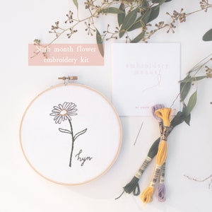beginner september birth flower embroidery kit | aster | easy embroidery kit | embroidery tutorial | new mother's day gift | easy diy kit