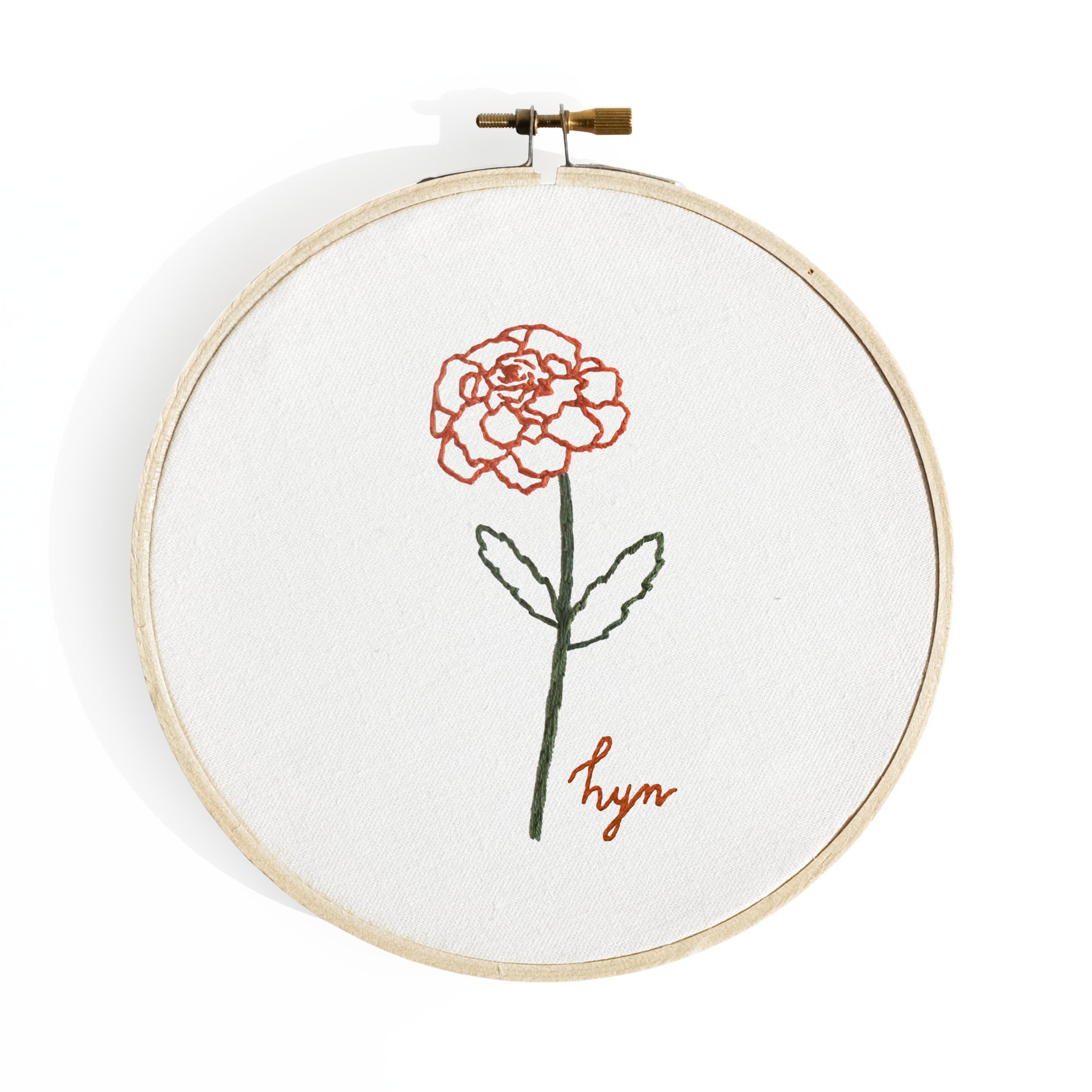 Beginner October Birth Flower Embroidery Kit | Marigold | Easy