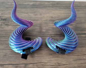 3D printed tri-colour dragon horns | Detachable headphones accessories | cosplay gaming headset fantasy gothic alternative streaming