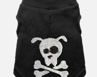 Dog and bone pirate Soft black Fleece Dog Vest Winter Warm Dog Clothes Puppy Coat Jacket Small Dog Clothes custom personalised