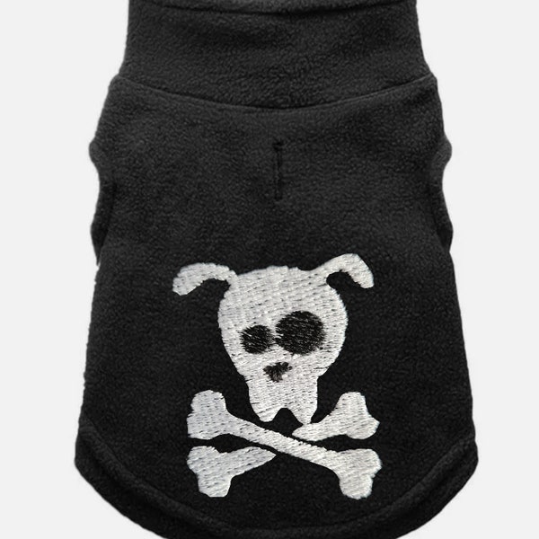 Dog and bone pirate Soft black Fleece Dog Vest Winter Warm Dog Clothes Puppy Coat Jacket Small Dog Clothes custom personalised