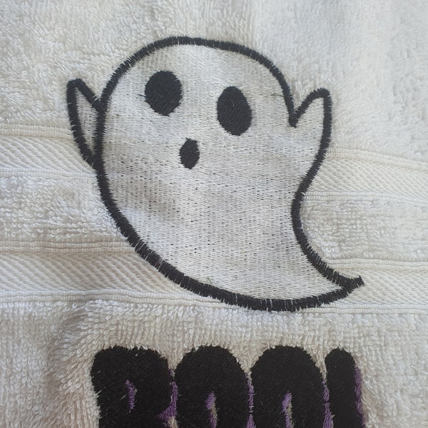 Personalised Halloween Embroidered Towels / Hand, Face, Bath Towel Gift Set Quality Soft Towels / Ghost boo spooky decor Alternative