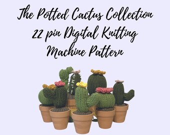 Potted Cactus Plants Digital Knitting Machine Pattern, 22 Pin Knitting Machine Cactus Pattern, Addi Machine Cactus, Sentro Cactus Pattern