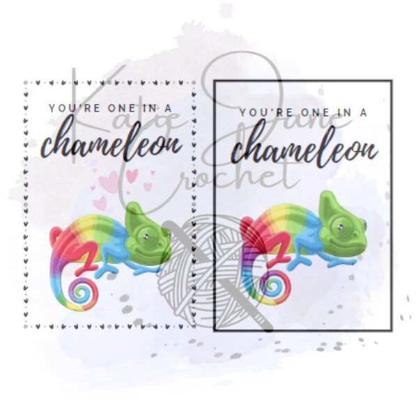 Chameleon Digital Card Printable, Chameleon Valentine Printable, You're One In A Chameleon Valentine Printable, Digital Valentine Print