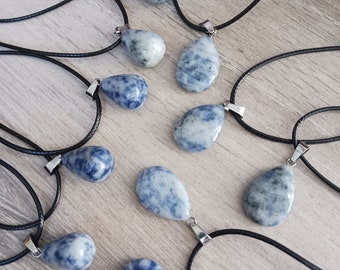 Natural stone blue spot jasper necklace for women men boys girls