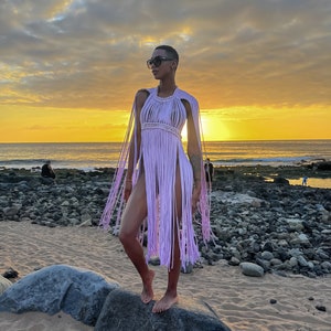 Makramee Kleid GLAMOUR FESTIVAL STYLE Strand Abdeckung Göttin Outfit Coachella Burning Man Boho Elegant Einzigartig