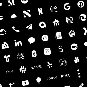 Iconos de iOS 14: blanco sólido sobre fondo negro