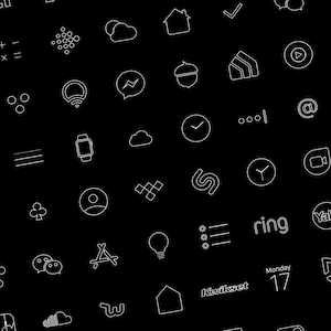 iOS 14 Icons: White Outline on Black Background