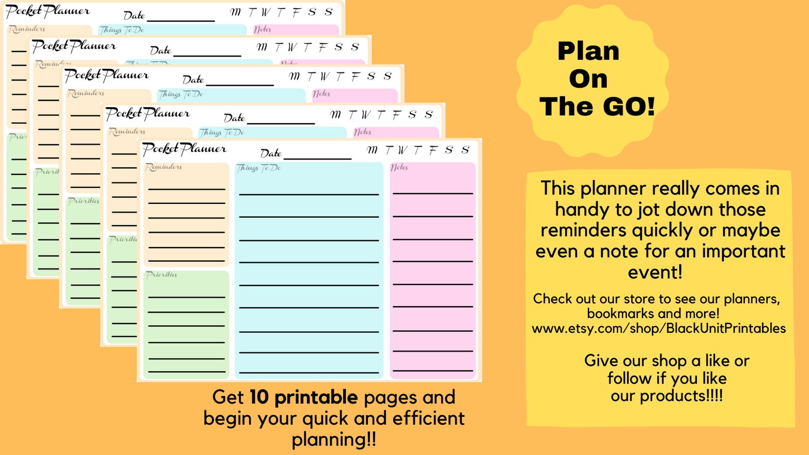 Printable Pocket Planner Digital PDF Download 5.5 x 4.3 inch | Etsy