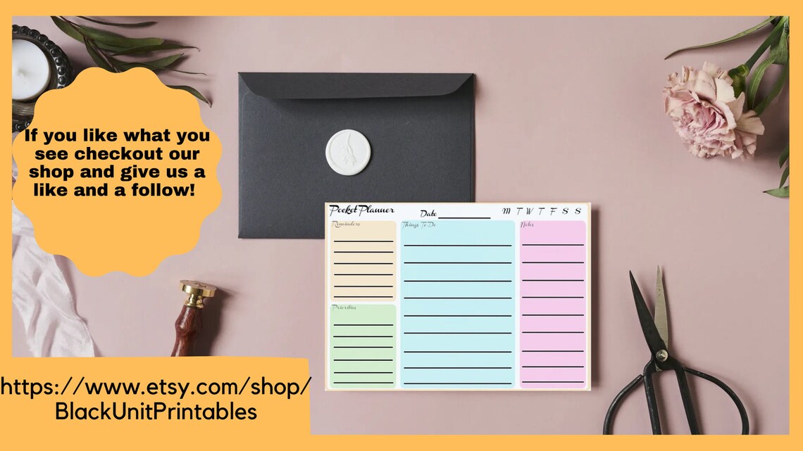 Printable Pocket Planner Digital PDF Download 5.5 x 4.3 inch | Etsy
