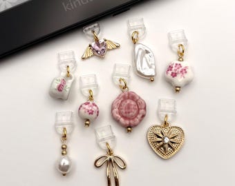 Charm rosa para Kindle, Charm perlado para lector electrónico USB-C micro USB, Charm estético para Kindle