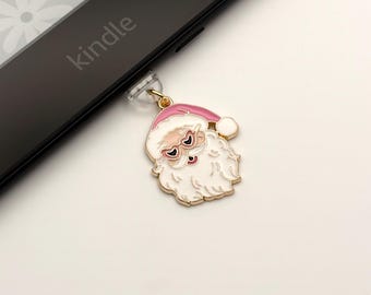 Amuleto rosa de Papá Noel para Kindle: conector antipolvo USB-C micro USB