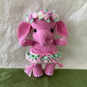 Handmade Amigurumi Crochet Plush Toy, Pink Elephant
