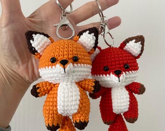 Handmade Amigurumi Crochet Fox Keychain / Keyring / Bag Charm Plush Toy