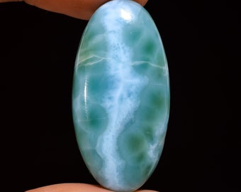 34X21X5 mm SU-1999 Natural Larimar Oval Shape Cabochon Loose Gemstone For Making Jewelry 36 Ct