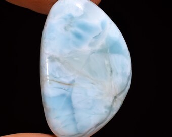 34X21X5 mm SU-1999 Natural Larimar Oval Shape Cabochon Loose Gemstone For Making Jewelry 36 Ct