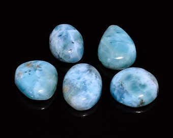 34X21X5 mm SU-1999 Natural Larimar Oval Shape Cabochon Loose Gemstone For Making Jewelry 36 Ct